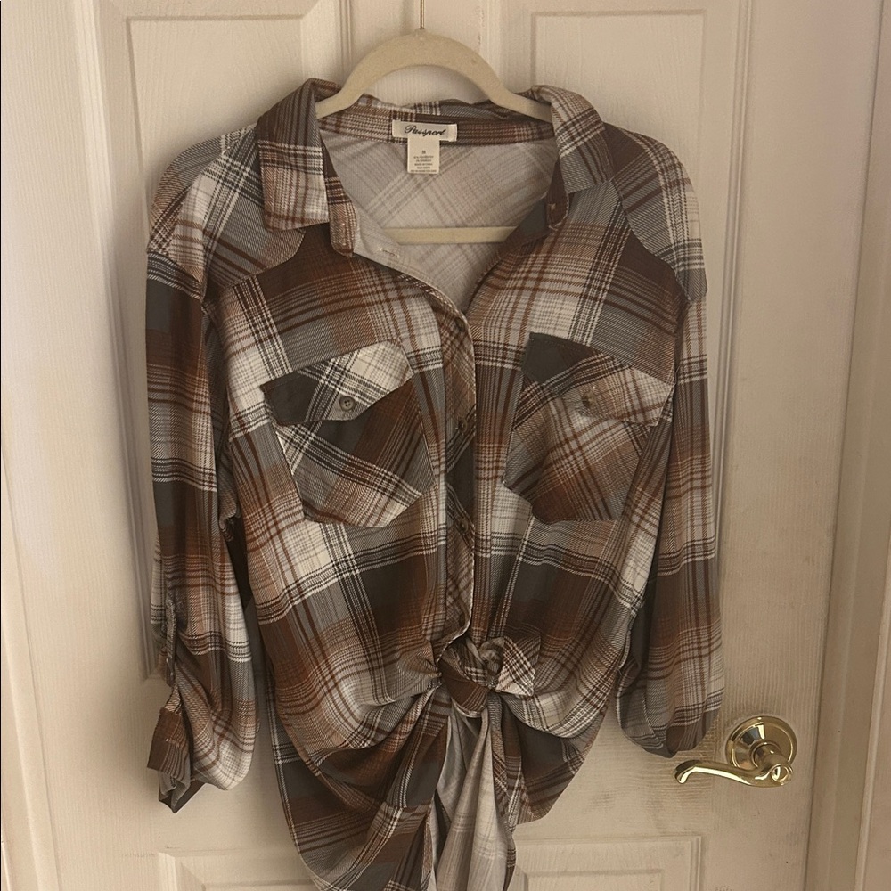 Passport Brown Plaid Button Down Shirt